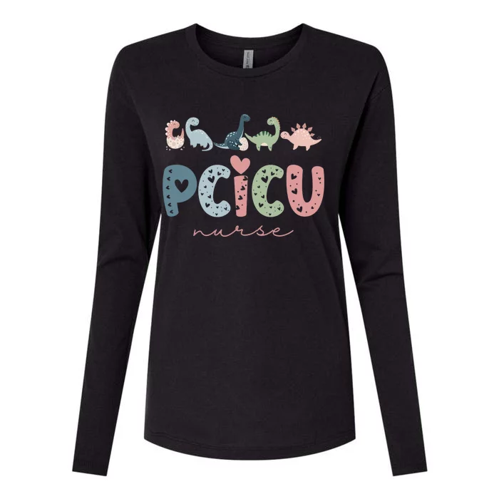 Retro Pcicu Nurse Icu Pediatric Cardiac Tiny Humans Womens Cotton Relaxed Long Sleeve T-Shirt