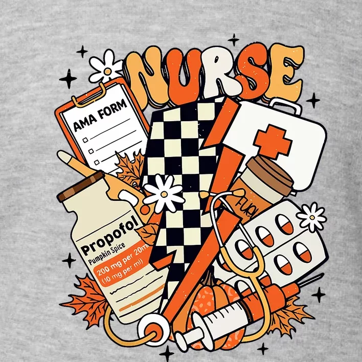 Retro Pumpkin Nurse Life Thanksgiving Fall Autumn Nurse Toddler Sweatshirt