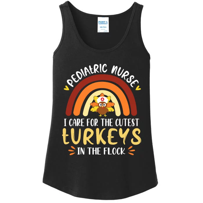 Rainbow Peds Nurse Cutest Turkeys Thanksgiving Pediatric Ladies Essential Tank