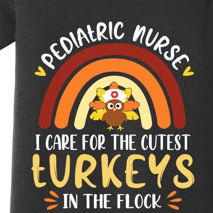 Rainbow Peds Nurse Cutest Turkeys Thanksgiving Pediatric Baby Bodysuit