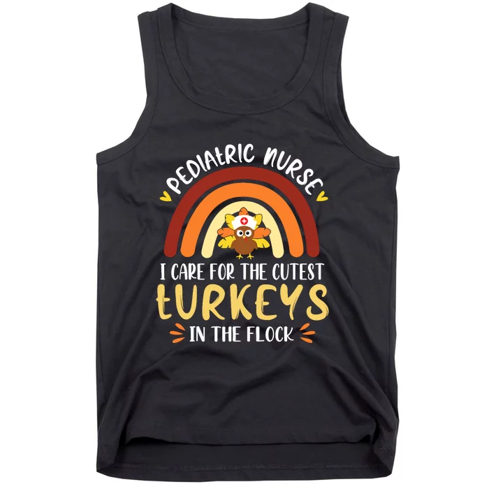 Rainbow Peds Nurse Cutest Turkeys Thanksgiving Pediatric Tank Top