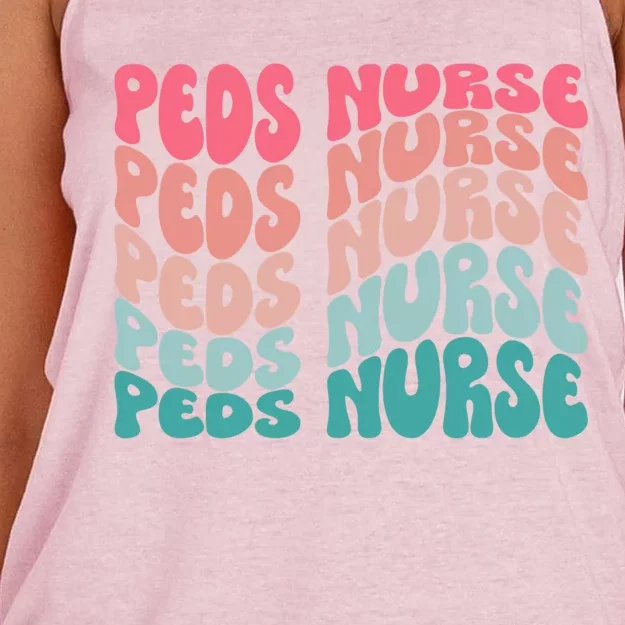 Retro Peds Nurse Pediatric Nurse Peds Rn Pediatrician Cool Gift Women's Knotted Racerback Tank