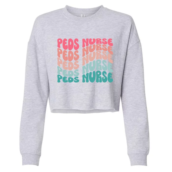 Retro Peds Nurse Pediatric Nurse Peds Rn Pediatrician Cool Gift Cropped Pullover Crew