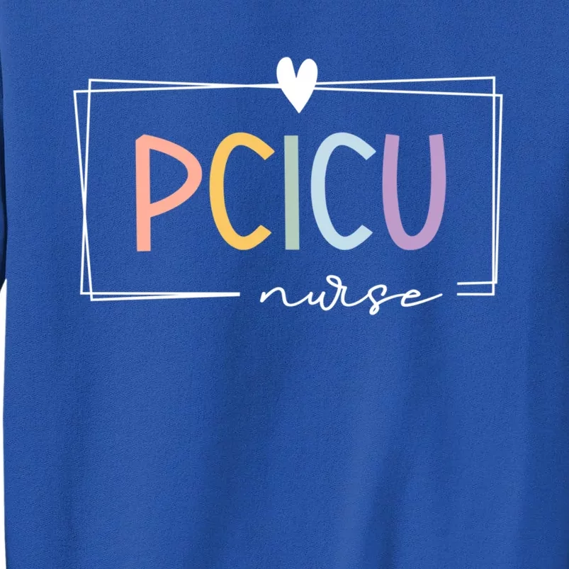 Retro Pcicu Nurse Icu Pediatric Cardiac Rainbow Tiny Hu Gift Tall Sweatshirt