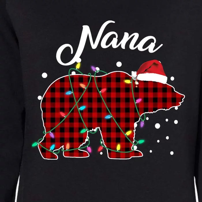 Red Plaid Nana Bear Christmas Lights Funny Santa Hat Gift Womens California Wash Sweatshirt