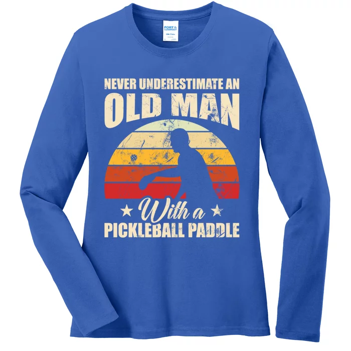 Retro Pickleball Old With A Pickleball Paddle Great Gift Ladies Long Sleeve Shirt