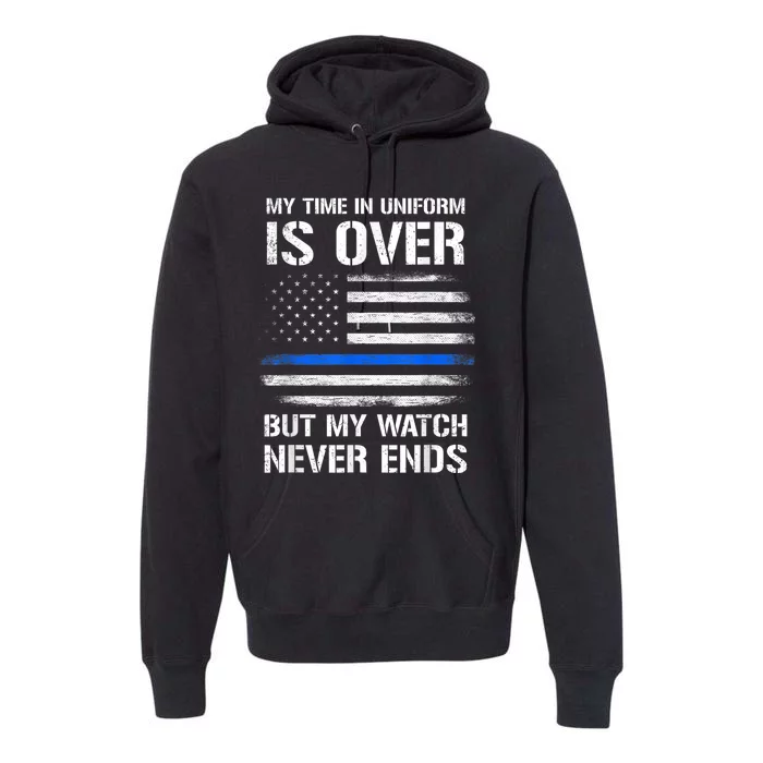 Retired Police Officer Gifts Shirt Thin Blue Line Premium Hoodie