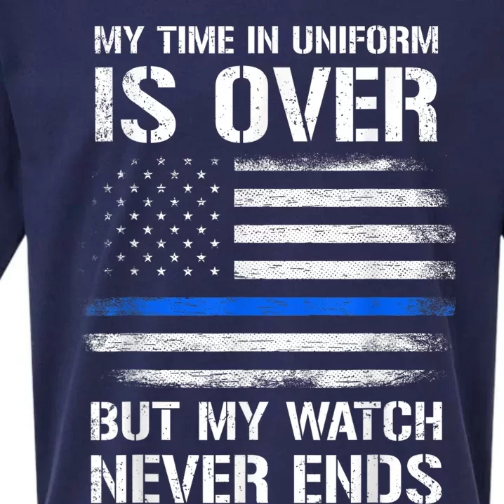 Retired Police Officer Gifts Shirt Thin Blue Line Sueded Cloud Jersey T-Shirt