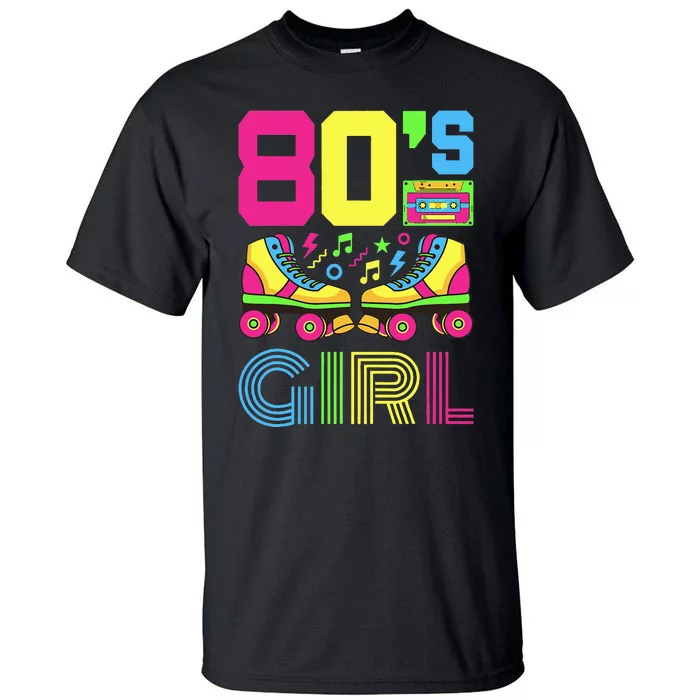 Retro Party Outfit 80s Girl Costume for 1980s Fashion Tall T-Shirt