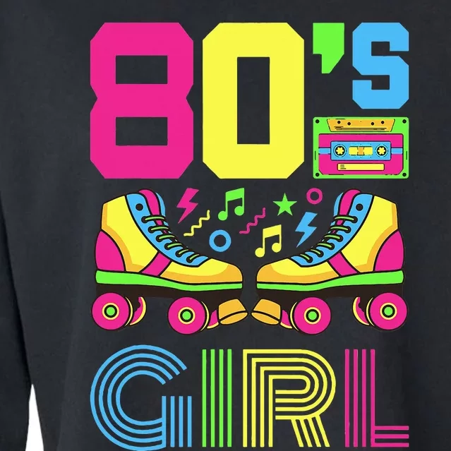 Retro Party Outfit 80s Girl Costume for 1980s Fashion Cropped Pullover Crew