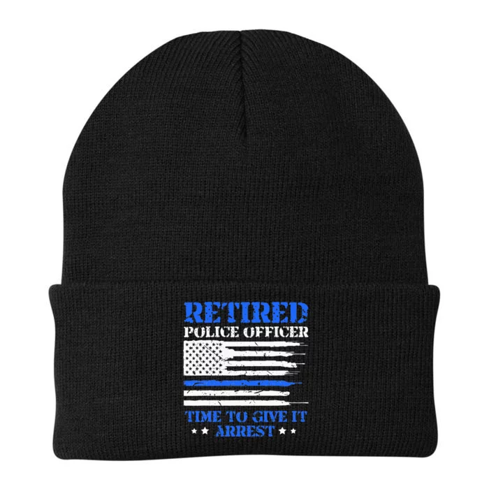 Retired Police Officer Time To Give It Arrest Funny Knit Cap Winter Beanie