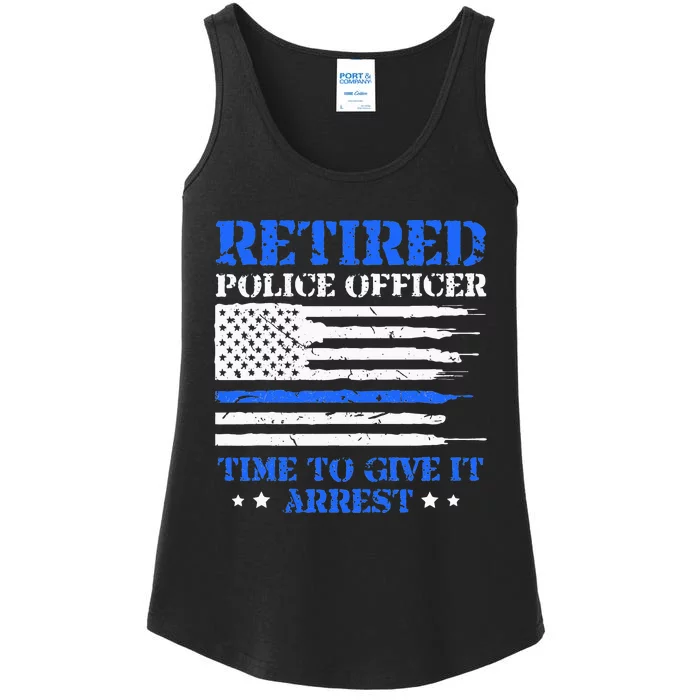 Retired Police Officer Time To Give It Arrest Funny Ladies Essential Tank