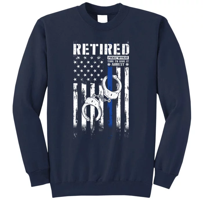 Retired Police Officer Thin Blue Line Police American Flag Tall Sweatshirt