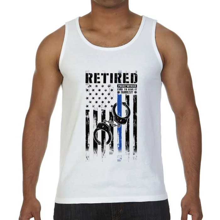 Retired Police Officer Thin Blue Line Police American Flag Comfort Colors® Tank Top