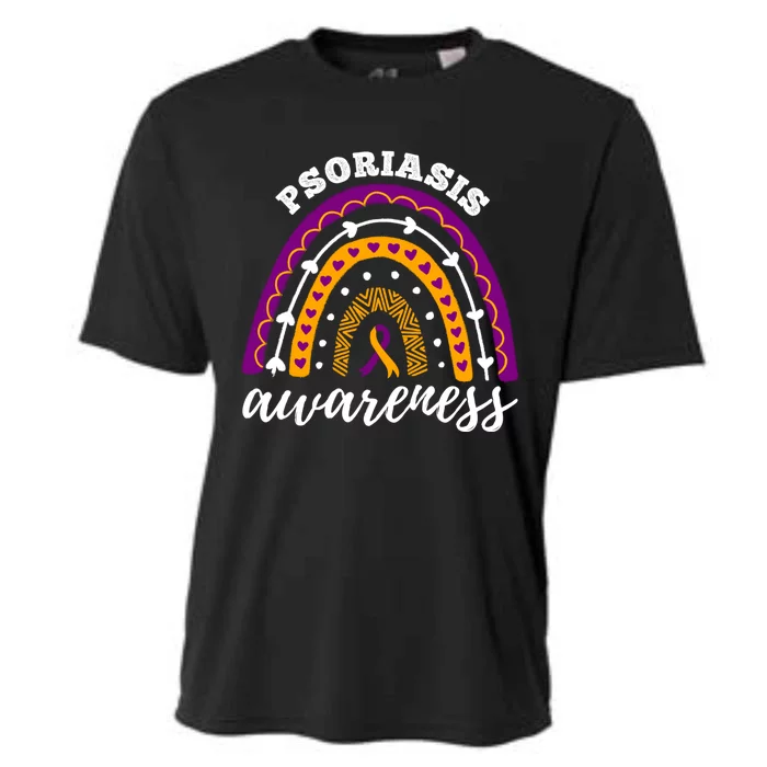 Rainbow Purple Orange Ribbon Psoriasis Awareness Gift Cooling Performance Crew T-Shirt