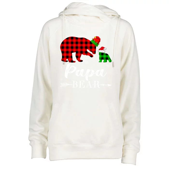 Red Plaid Papa Bear Matching Family Christmas Pajama Cool Gift Womens Funnel Neck Pullover Hood