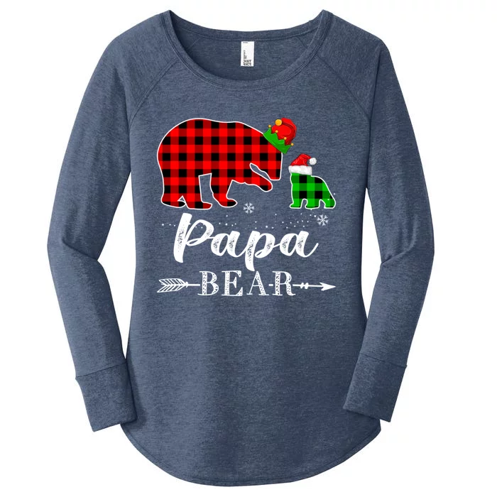 Red Plaid Papa Bear Matching Family Christmas Pajama Cool Gift Women's Perfect Tri Tunic Long Sleeve Shirt