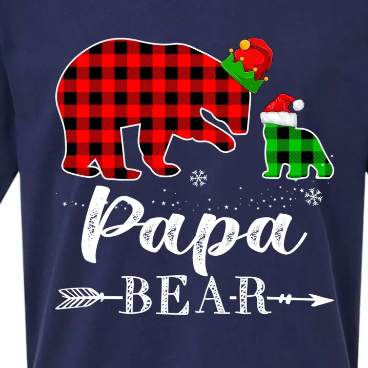 Red Plaid Papa Bear Matching Family Christmas Pajama Cool Gift Sueded Cloud Jersey T-Shirt