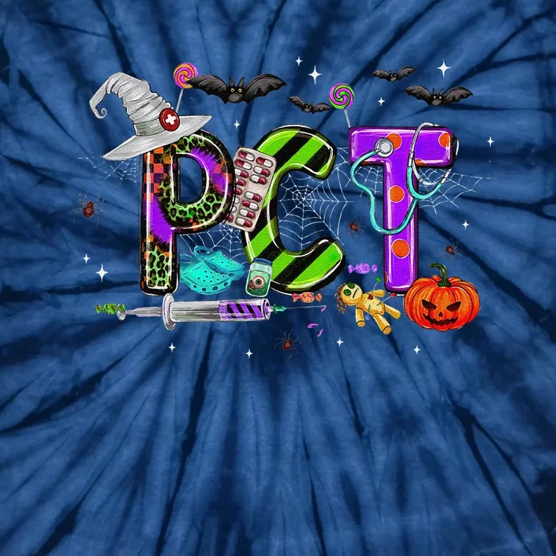 Retro Pct Patient Care Technician Halloween Spooky Season Tie-Dye T-Shirt