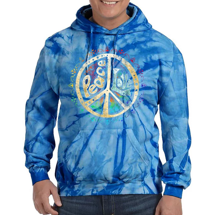 Retro Psychedelic Peace Sign Hip Funky Radical Great Gift Tie Dye Hoodie