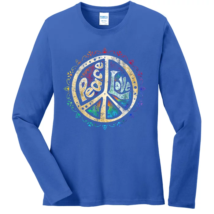 Retro Psychedelic Peace Sign Hip Funky Radical Great Gift Ladies Long Sleeve Shirt