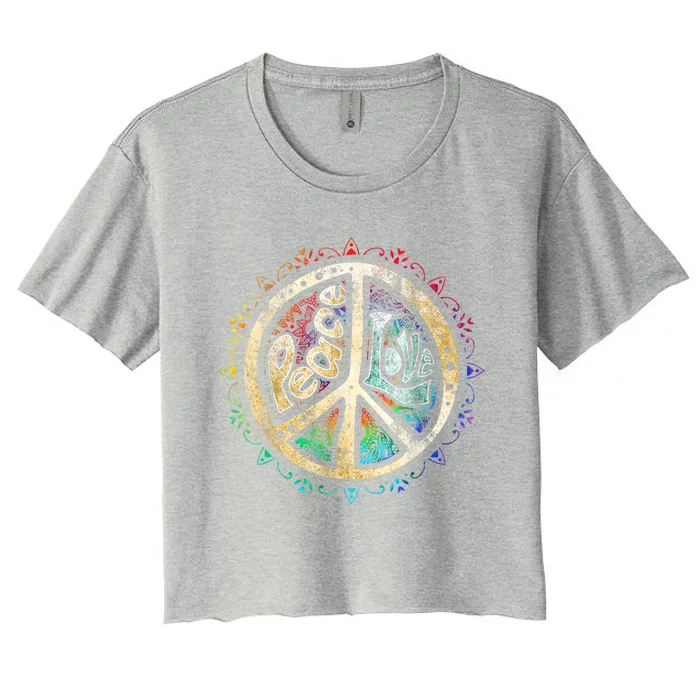 Retro Psychedelic Peace Sign Hip Funky Radical Great Gift Women's Crop Top Tee