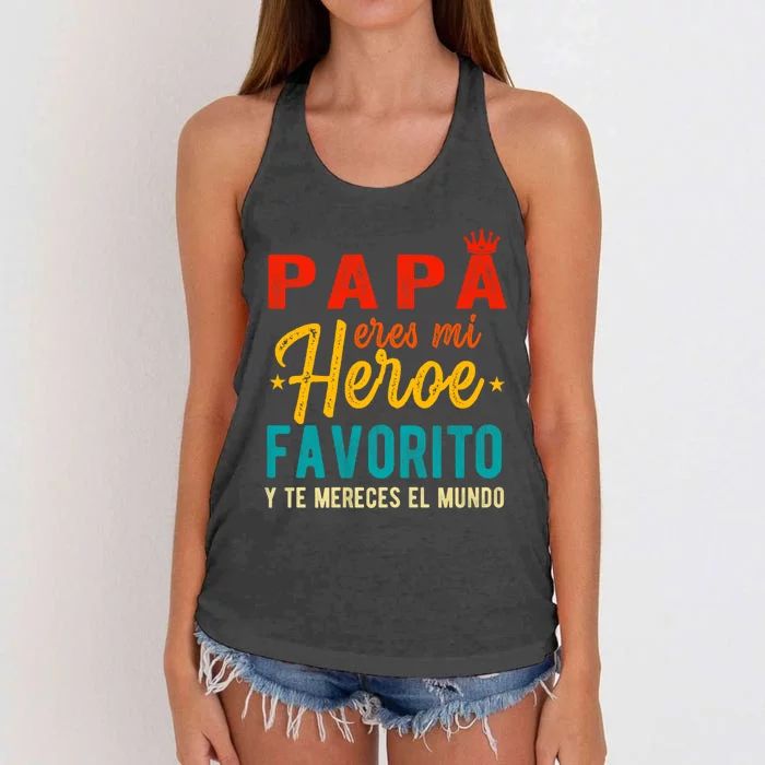 Regalos Para Papa Dia Del Padre Camiseta Mejor Papa Mundo Women's Knotted Racerback Tank