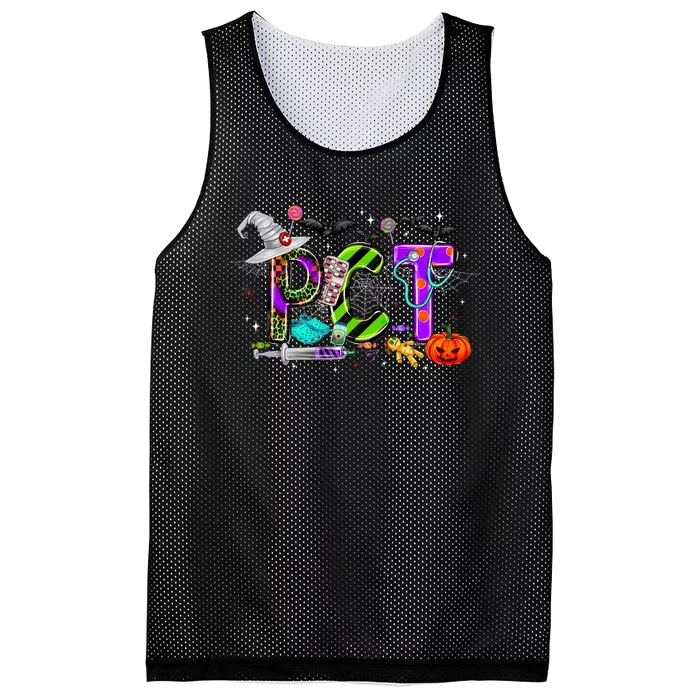 Retro Pct Patient Care Technician Halloween Spooky Season Mesh Reversible Basketball Jersey Tank