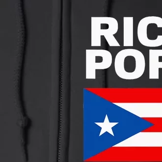 Rich Port Puerto Rico Flag Boricua Puerto Rican Pride Full Zip Hoodie