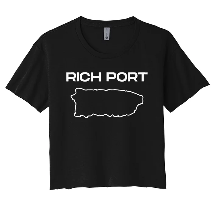 Rich Port Puerto Rico Map Boricua Puerto Rican Pride Graphic Women's Crop Top Tee