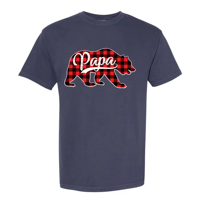 Red Plaid Papa Bear Matching Pajama Family Funny Gift Garment-Dyed Heavyweight T-Shirt