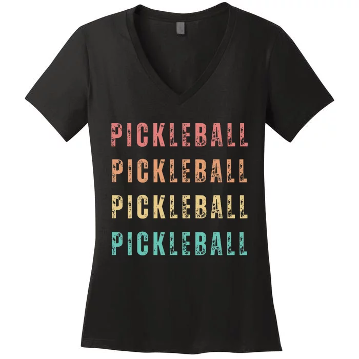 Retro Pickleball Paddle Legend Dink Pickler Player Vintage Women's V-Neck T-Shirt