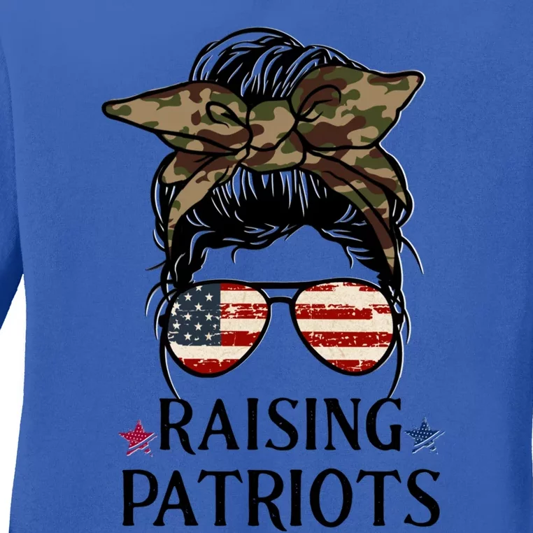 Raising Patriots Patriotic Mom Gift Ladies Long Sleeve Shirt