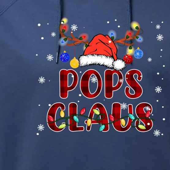 Red Plaid Pops Claus Santa Hat Reindeer Family Christmas Gift Performance Fleece Hoodie