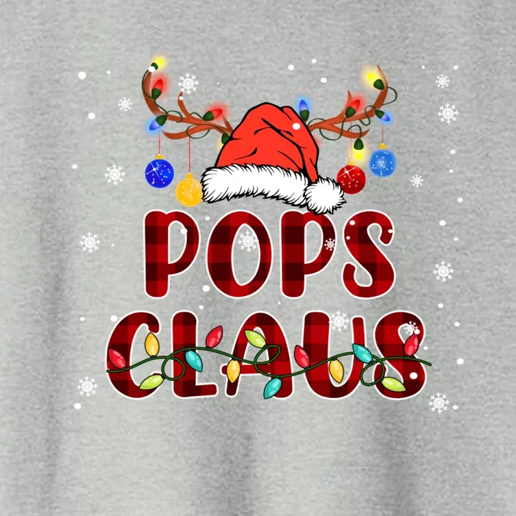 Red Plaid Pops Claus Santa Hat Reindeer Family Christmas Gift Women's Crop Top Tee