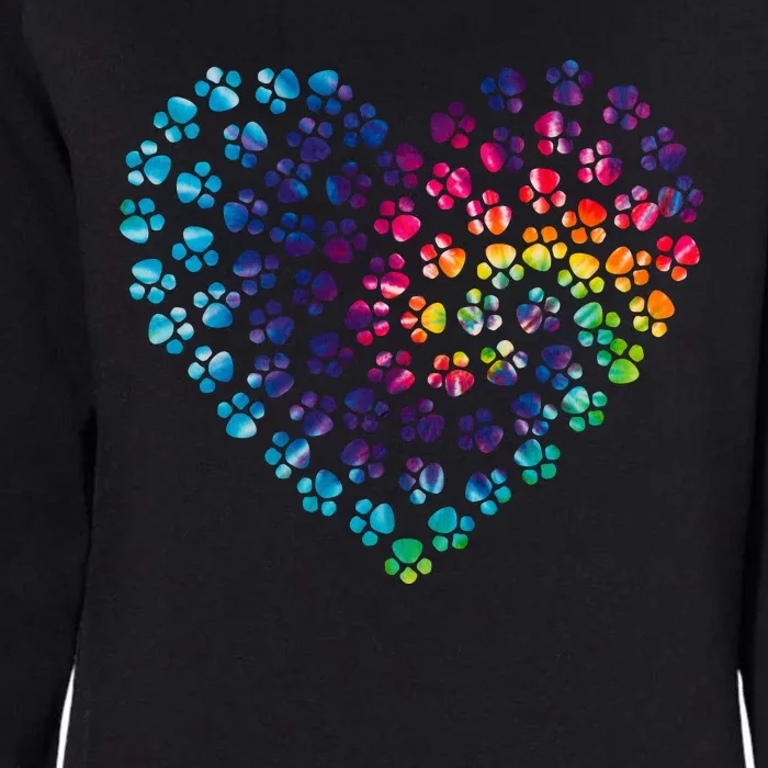 Rainbow Paw Print Heart Dog Lover Womens California Wash Sweatshirt