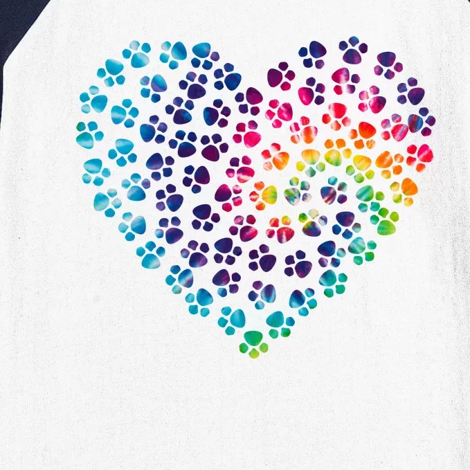 Rainbow Paw Print Heart Dog Lover Baseball Sleeve Shirt