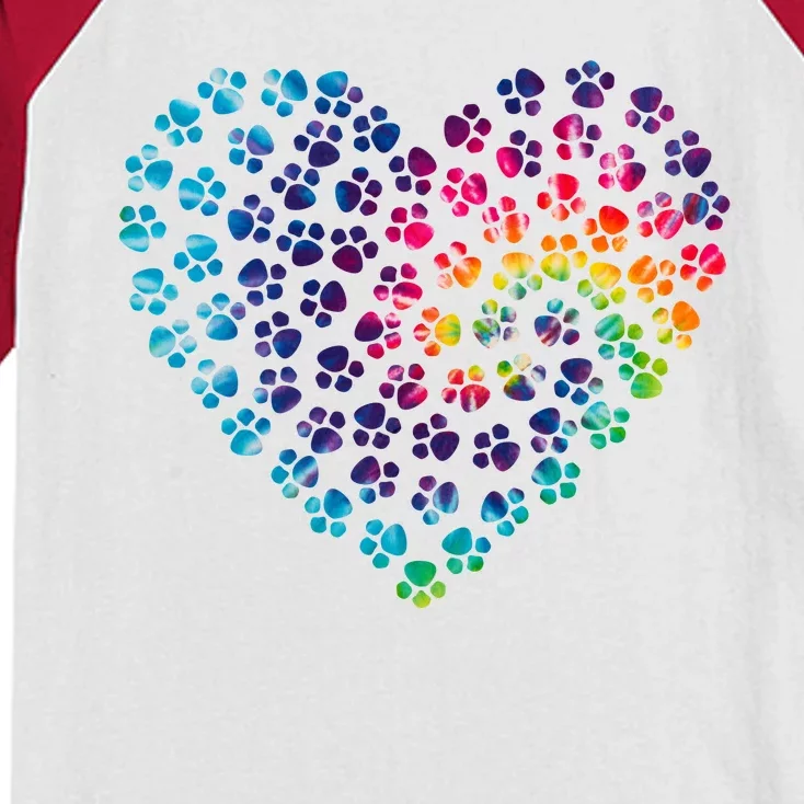 Rainbow Paw Print Heart Dog Lover Kids Colorblock Raglan Jersey