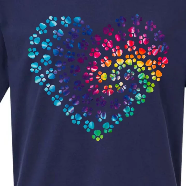 Rainbow Paw Print Heart Dog Lover Sueded Cloud Jersey T-Shirt