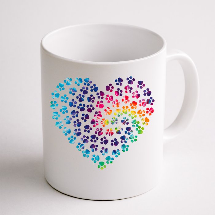 Rainbow Paw Print Heart Dog Lover Front & Back Coffee Mug