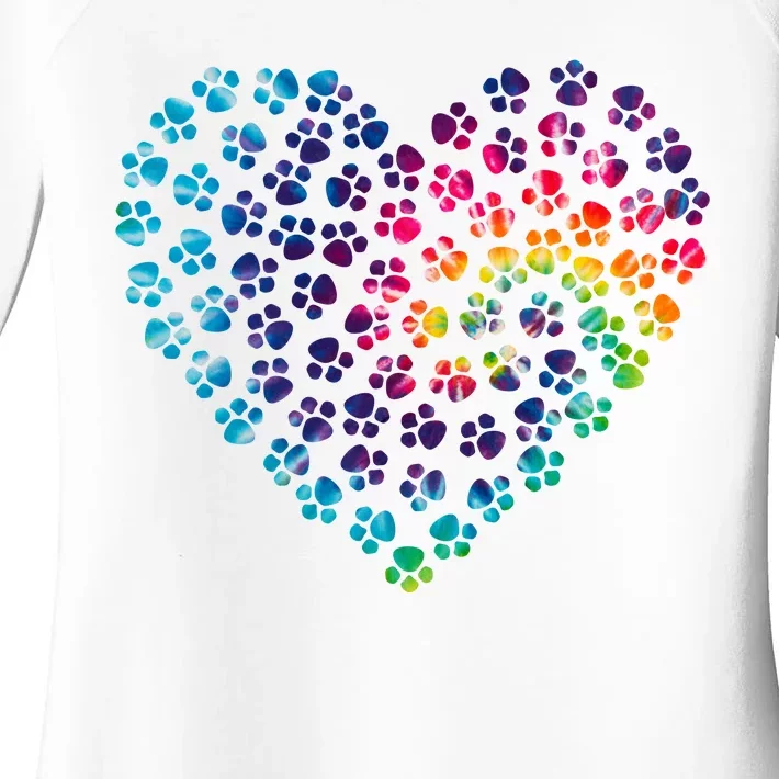 Rainbow Paw Print Heart Dog Lover Women's Perfect Tri Tunic Long Sleeve Shirt