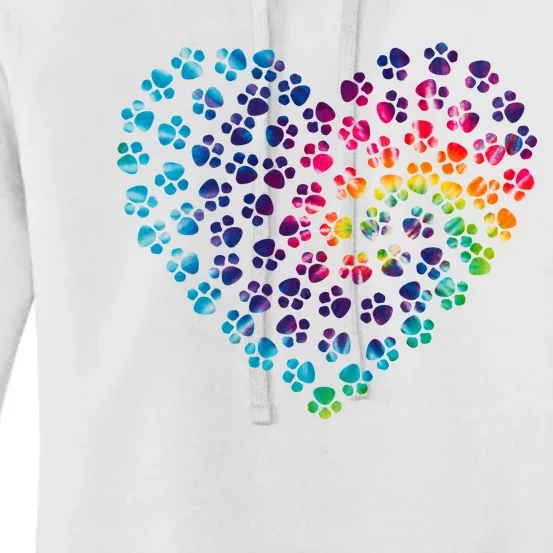 Rainbow Paw Print Heart Dog Lover Women's Pullover Hoodie