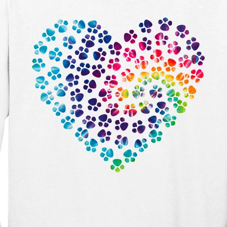 Rainbow Paw Print Heart Dog Lover Tall Long Sleeve T-Shirt