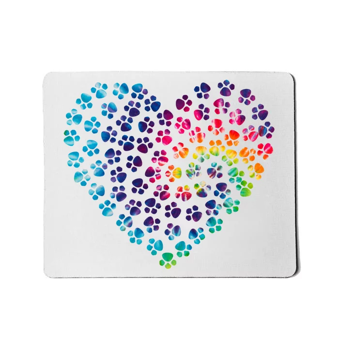 Rainbow Paw Print Heart Dog Lover Mousepad