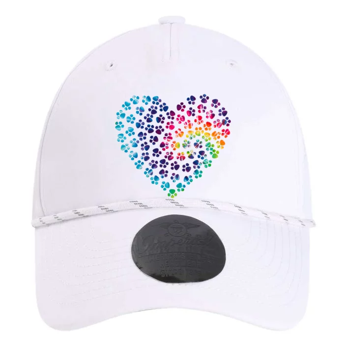 Rainbow Paw Print Heart Dog Lover Performance The Dyno Cap