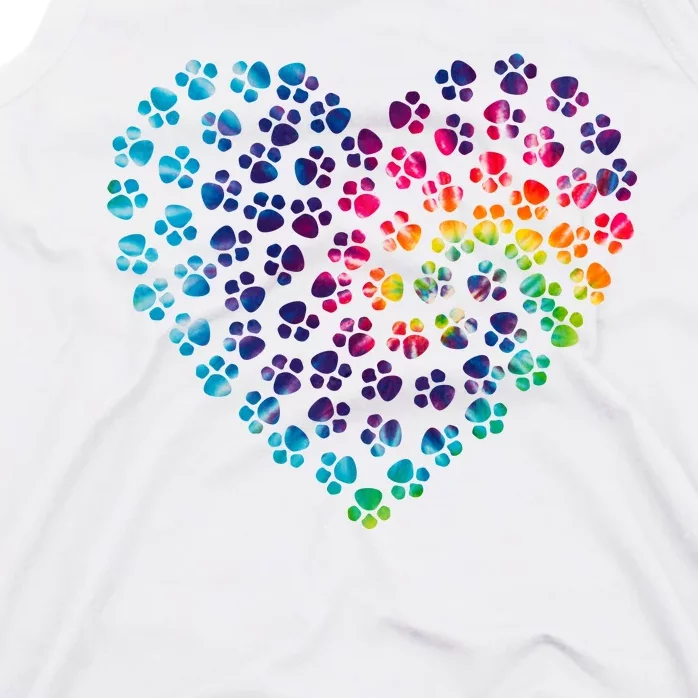 Rainbow Paw Print Heart Dog Lover Tank Top