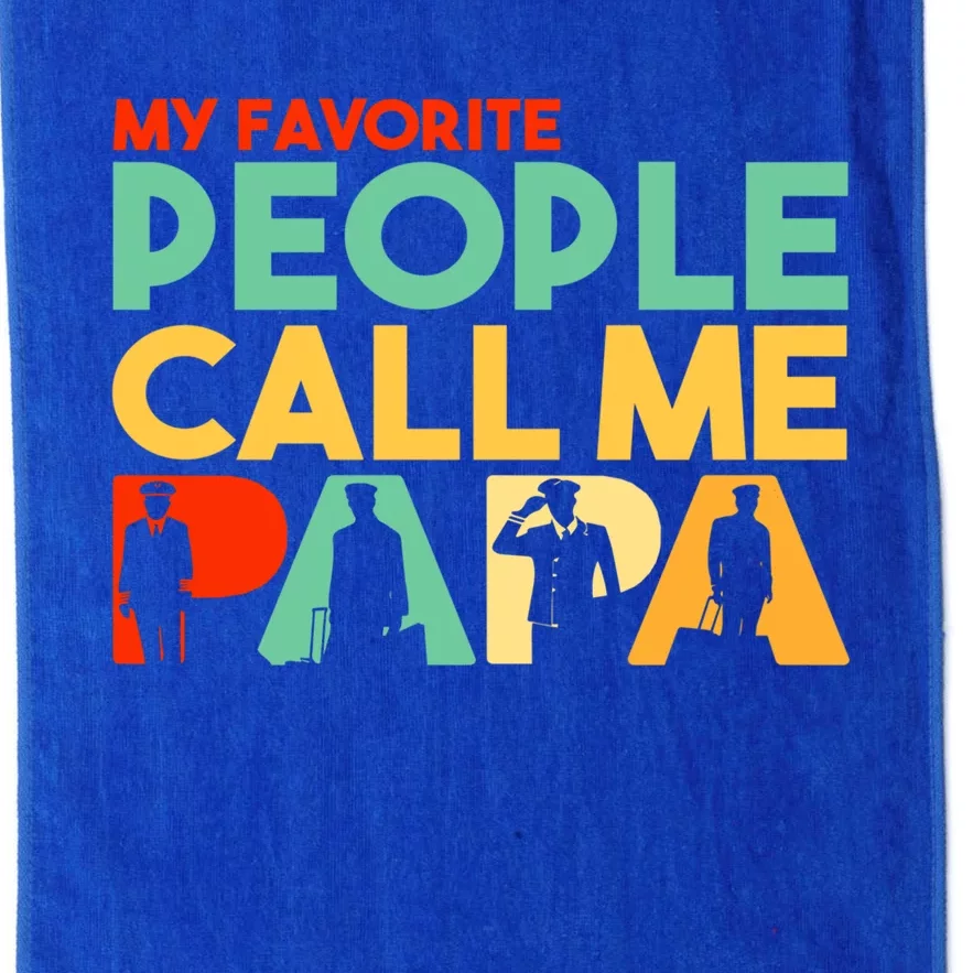 Retro Papa Pilot Dad Funny Fathers Day Cool Gift Platinum Collection Golf Towel