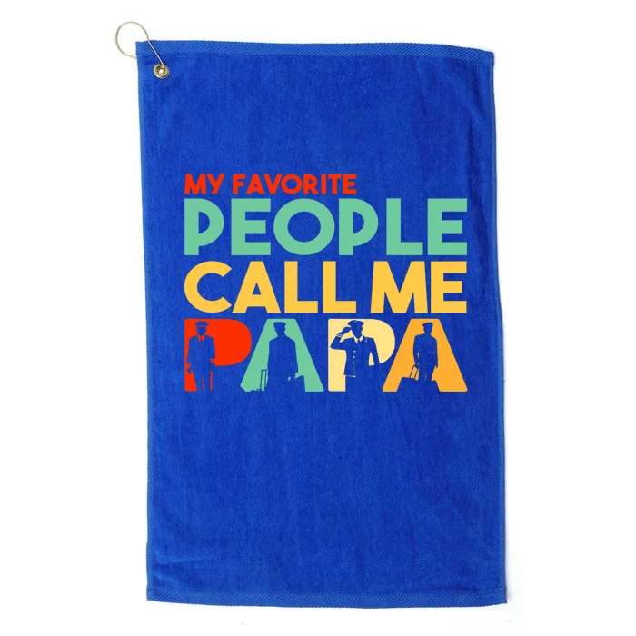 Retro Papa Pilot Dad Funny Fathers Day Cool Gift Platinum Collection Golf Towel