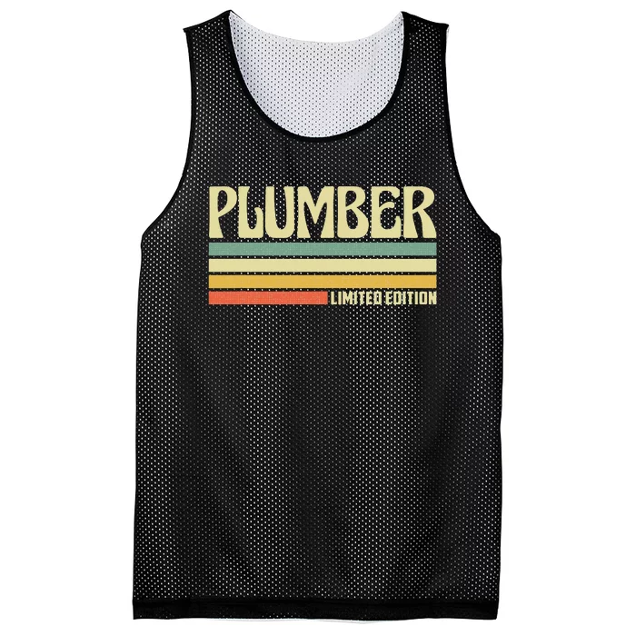 Retro Plumber Profession Job Title Co Worker Idea Mesh Reversible Basketball Jersey Tank