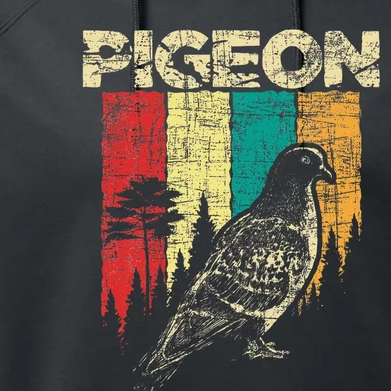 Retro Pigeon Racing Birdwatching Bird Lover Ornithologist Performance Fleece Hoodie